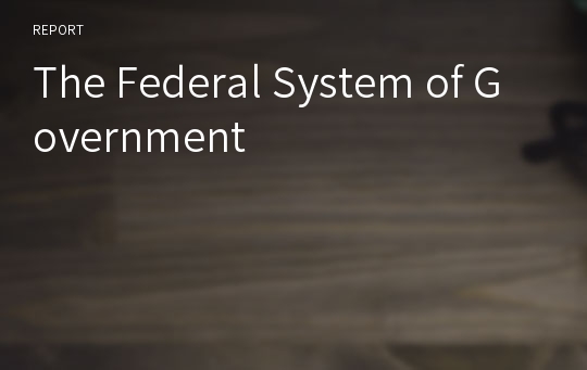 The Federal System of Government