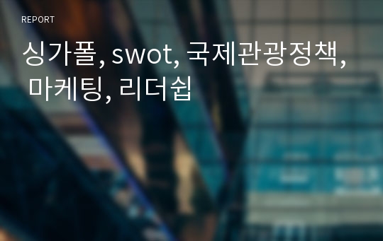 싱가폴, swot, 국제관광정책, 마케팅, 리더쉽