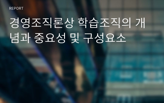 경영조직론상 학습조직의 개념과 중요성 및 구성요소