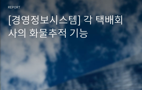 [경영정보시스템] 각 택배회사의 화물추적 기능