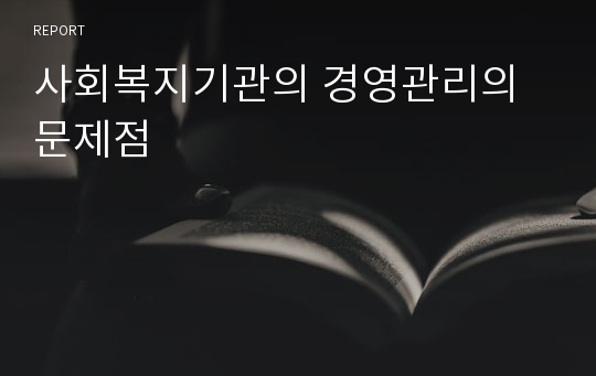 사회복지기관의 경영관리의 문제점