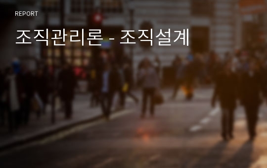 조직관리론 - 조직설계