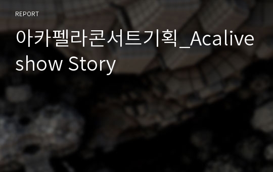 아카펠라콘서트기획_Acaliveshow Story