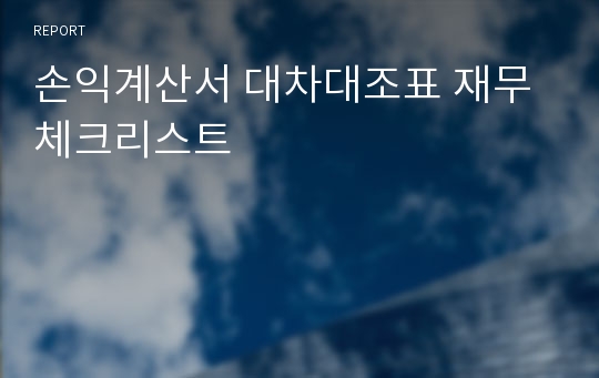 손익계산서 대차대조표 재무체크리스트