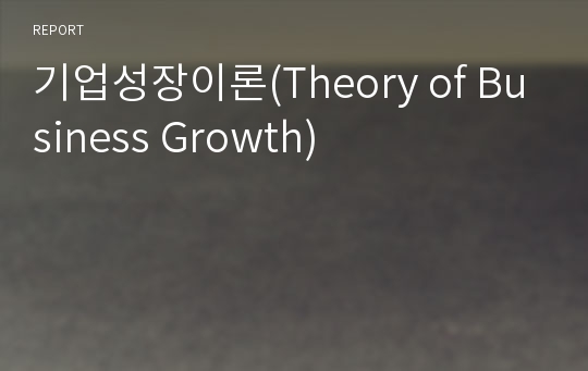 기업성장이론(Theory of Business Growth)