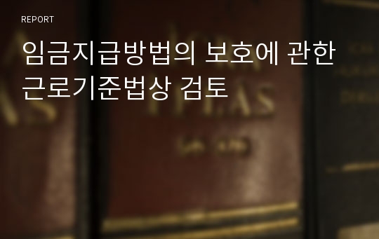 임금지급방법의 보호에 관한 근로기준법상 검토