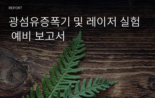 광섬유증폭기 및 레이저 실험 예비 보고서