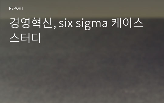 경영혁신, six sigma 케이스 스터디