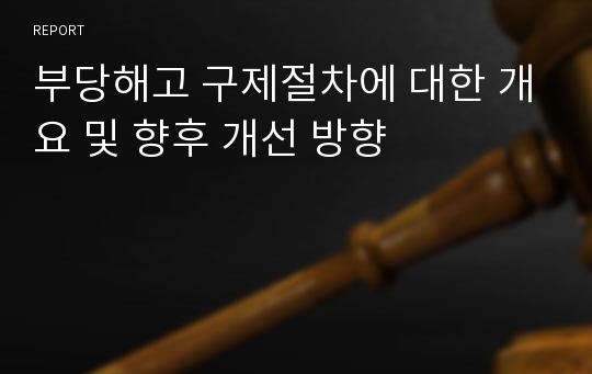 부당해고 구제절차에 대한 개요 및 향후 개선 방향