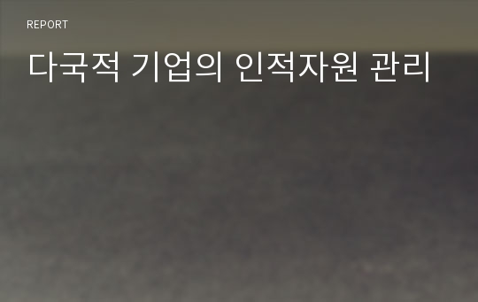 다국적 기업의 인적자원 관리