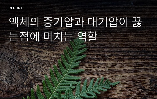 액체의 증기압과 대기압이 끓는점에 미치는 역할