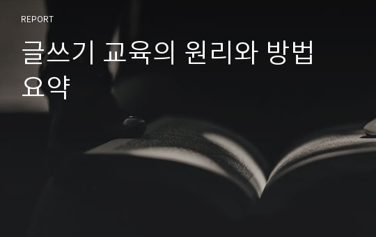 글쓰기 교육의 원리와 방법 요약