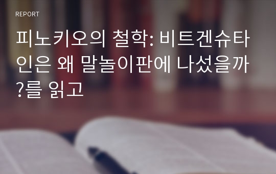 피노키오의 철학: 비트겐슈타인은 왜 말놀이판에 나섰을까?를 읽고