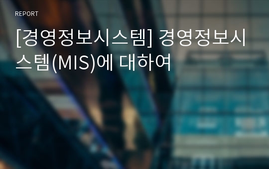 [경영정보시스템] 경영정보시스템(MIS)에 대하여