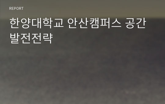 한양대학교 안산캠퍼스 공간 발전전략