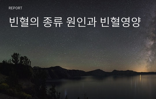 빈혈의 종류 원인과 빈혈영양