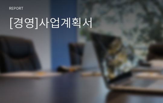 [경영]사업계획서