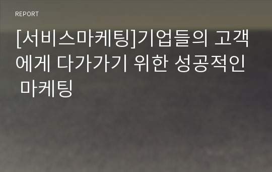 [서비스마케팅]기업들의 고객에게 다가가기 위한 성공적인 마케팅