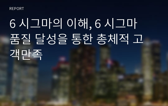 6 시그마의 이해, 6 시그마 품질 달성을 통한 총체적 고객만족