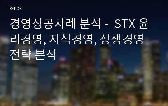 경영성공사례 분석 -  STX 윤리경영, 지식경영, 상생경영 전략 분석