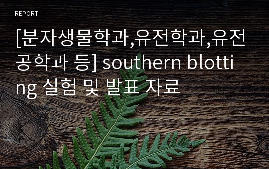 [분자생물학과,유전학과,유전공학과 등] southern blotting 실험 및 발표 자료