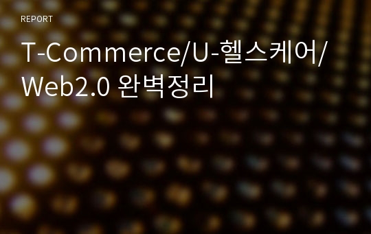 T-Commerce/U-헬스케어/Web2.0 완벽정리