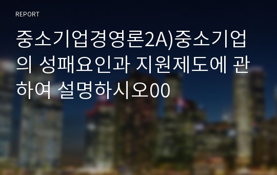 중소기업경영론2A)중소기업의 성패요인과 지원제도에 관하여 설명하시오00