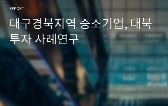 대구경북지역 중소기업, 대북투자 사례연구