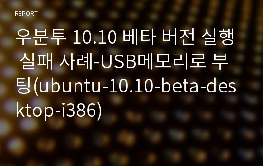 우분투 10.10 베타 버전 실행 실패 사례-USB메모리로 부팅(ubuntu-10.10-beta-desktop-i386)