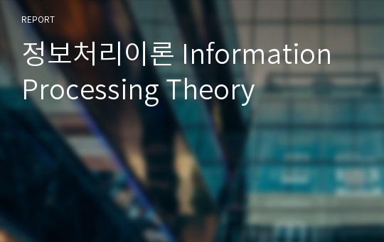 정보처리이론 Information Processing Theory