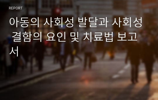 아동의 사회성 발달과 사회성 결함의 요인 및 치료법 보고서