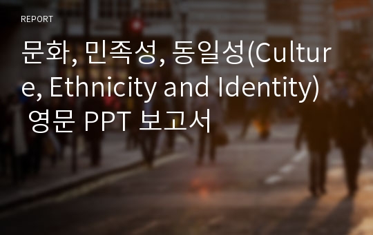 문화, 민족성, 동일성(Culture, Ethnicity and Identity) 영문 PPT 보고서