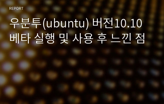 우분투(ubuntu) 버전10.10 베타 실행 및 사용 후 느낀 점