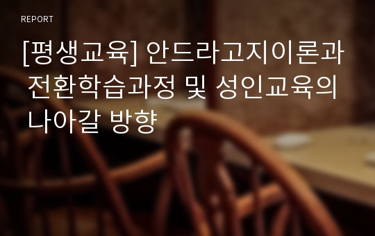 [평생교육] 안드라고지이론과 전환학습과정 및 성인교육의 나아갈 방향