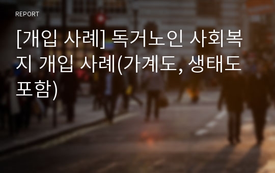 [개입 사례] 독거노인 사회복지 개입 사례(가계도, 생태도 포함)