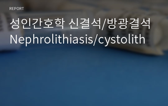 성인간호학 신결석/방광결석 Nephrolithiasis/cystolith