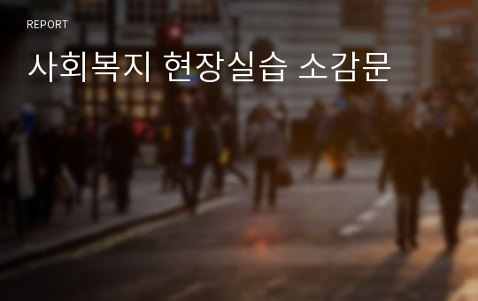 사회복지 현장실습 소감문