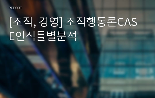 [조직, 경영] 조직행동론CASE인식틀별분석