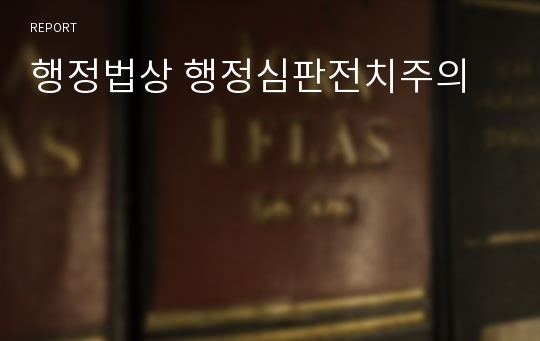 행정법상 행정심판전치주의