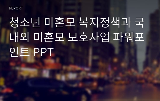 청소년 미혼모 복지정책과 국내외 미혼모 보호사업 파워포인트 PPT