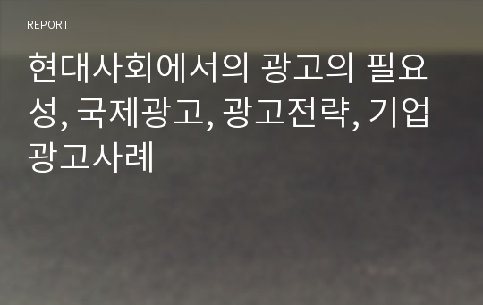 현대사회에서의 광고의 필요성, 국제광고, 광고전략, 기업광고사례