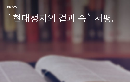 `현대정치의 겉과 속` 서평.