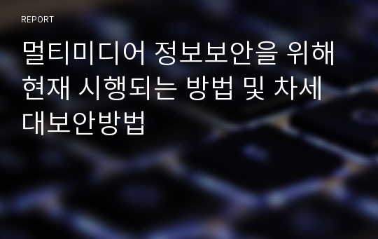 멀티미디어 정보보안을 위해 현재 시행되는 방법 및 차세대보안방법