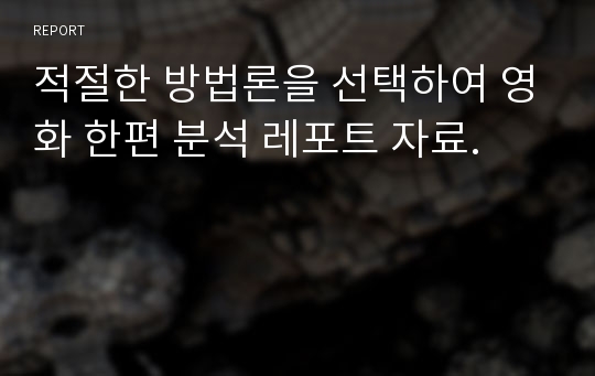 적절한 방법론을 선택하여 영화 한편 분석 레포트 자료.