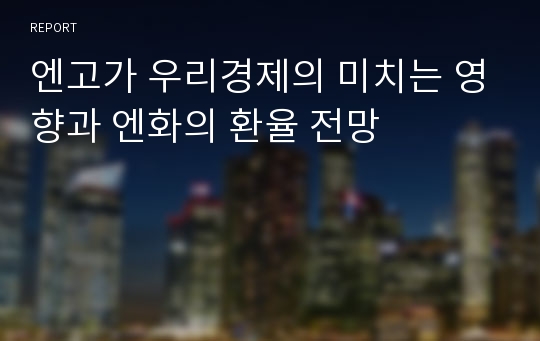 엔고가 우리경제의 미치는 영향과 엔화의 환율 전망