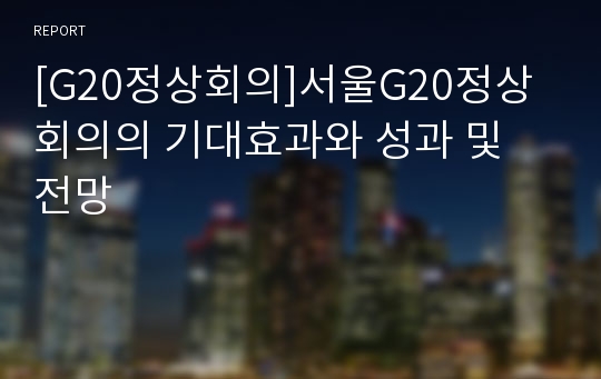 [G20정상회의]서울G20정상회의의 기대효과와 성과 및 전망