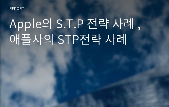 Apple의 S.T.P 전략 사례 , 애플사의 STP전략 사례