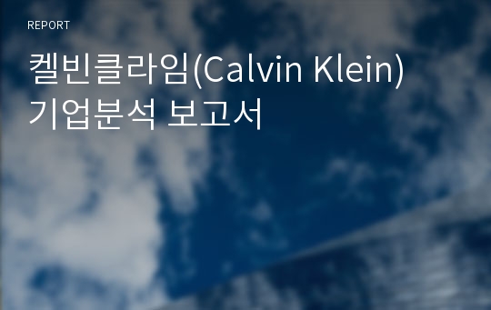 켈빈클라임(Calvin Klein) 기업분석 보고서