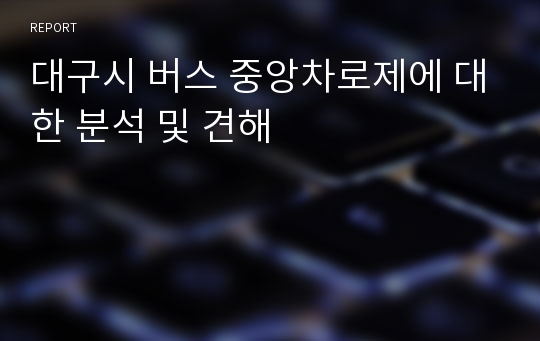 대구시 버스 중앙차로제에 대한 분석 및 견해