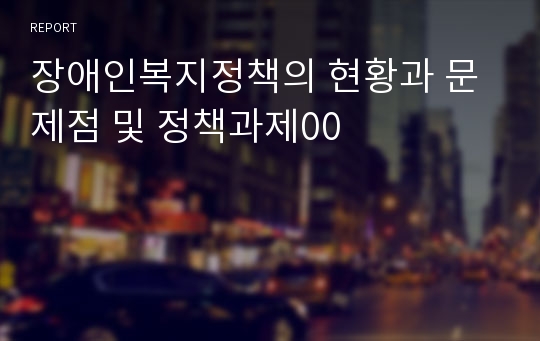 장애인복지정책의 현황과 문제점 및 정책과제00